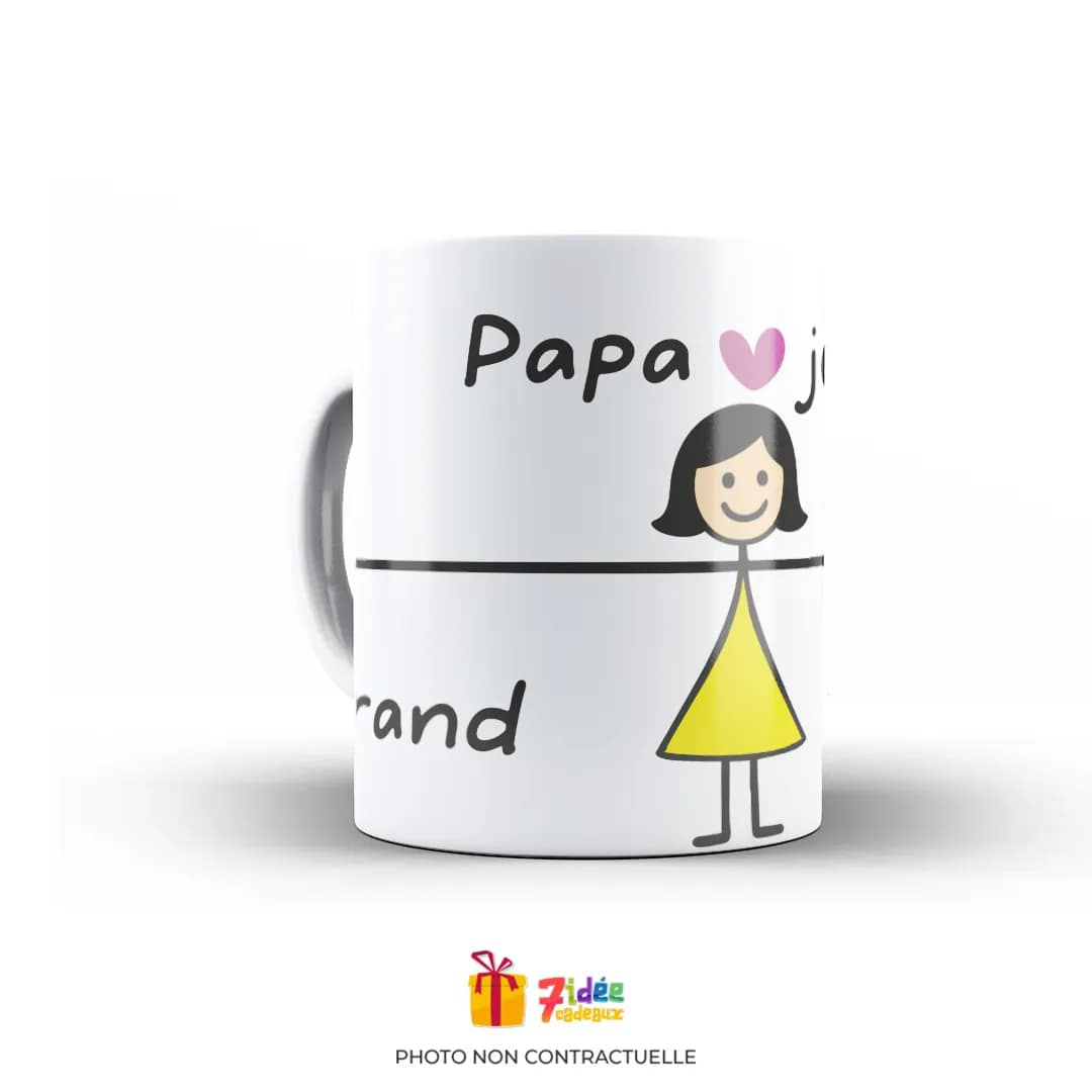 Mug "Papa, je t'aime grand comme ça" : Fille | 7idée cadeaux