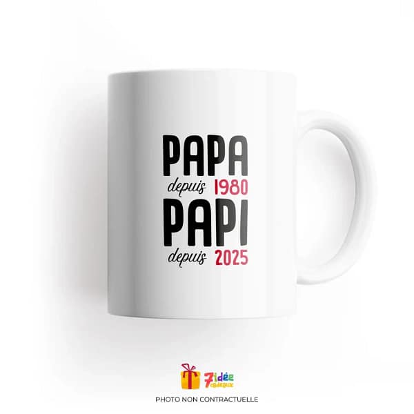 Mug "Papa depuis 1980 Papi depuis 2025" | 7idée cadeaux
