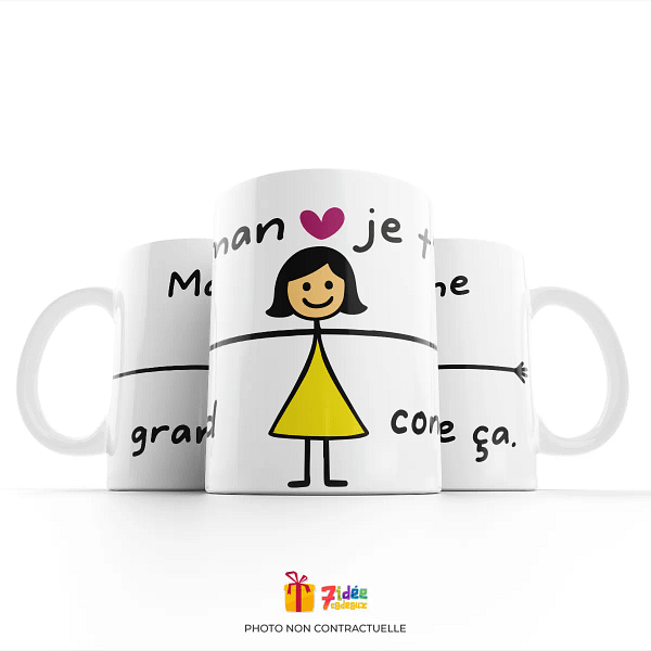 Mug "Maman, je t'aime grand comme ça" : Fille | 7idée cadeaux